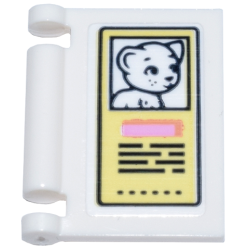 Minifigure, Utensil Book Cover with Bright Light Yellow Sign, White Kitten / Cat, Bright Pink Rectangle, and Black Text Pattern (Sticker) - Set 42615