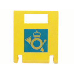 Container, Box 2 x 2 x 2 Door with Slot with Mail Horn Logo on Blue Square Pattern Container, Box 2 x 2 x 2 Door with Slot with Mail Horn Logo on Blue Square Pattern