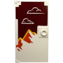 Door 1 x 4 x 6 with Stud Handle with Clouds on Dark Red Background, Orange and Yellow Mountains Pattern Door 1 x 4 x 6 with Stud Handle with Clouds on Dark Red Background, Orange and Yellow Mountains Pattern
