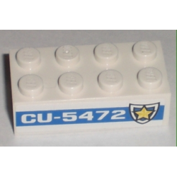 Brick 2 x 4 with 'CU-5472' and Badge Pattern on Both Sides (Stickers) - Set 8196