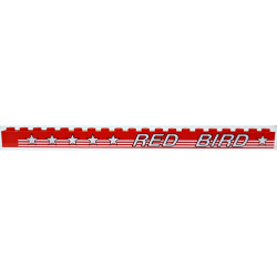 Stickered Assembly 20 x 1 x 1 with White 'RED BIRD' with Stars and Stripes Pattern Model Left Side (Sticker) - Set 5591 - 2 Brick 1 x 6, 1 Brick 1 x 8