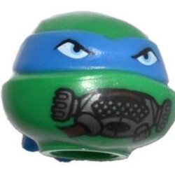 Minifigure, Head, Modified Ninja Turtle with Blue Mask and Breathing Apparatus Pattern (Leonardo)