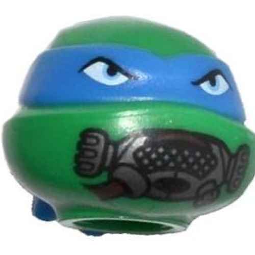 Деталь LEGO 12607pb14 Minifigure, Head, Modified Ninja Turtle with Blue Mask and Breathing Apparatus Pattern (Leonardo)