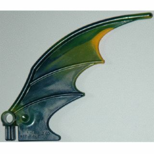 Деталь LEGO 55706pb01 Dragon Wing 8 x 10, Green and Yellow Trailing Edge Pattern
