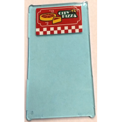 Glass for Window 1 x 4 x 6 with 'CITY PIZZA', Numbers 2 and 12, Pizza Slice and Red and White Checkered Pattern (Sticker) - Set 60132