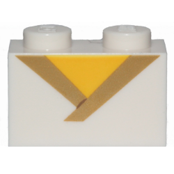 Brick 1 x 2 with Gold Trim and Yellow Triangle Pattern Brick 1 x 2 with Gold Trim and Yellow Triangle Pattern