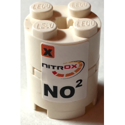 Stickered Assembly 2 x 2 x 2 with Black and Red 'NITROX' and 'NO2' Pattern (Sticker) - Set 8682 - 2 Brick, Round 2 x 2 with Axle Hole