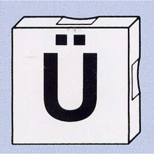 Деталь LEGO 6309pb075 Duplo, Tile 2 x 2 with Black Capital Letter U with Diaeresis (Ü) Pattern