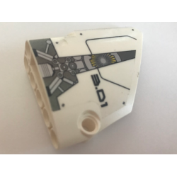 Technic, Panel Fairing #14 Large Short Smooth, Side B with '3.01' and Silver and Black Mechanical Pattern (Sticker) - Set 44014 Technic, Panel Fairing #14 Large Short Smooth, Side B with '3.01' and Silver and Black Mechanical Pattern (Sticker) - Set 44014