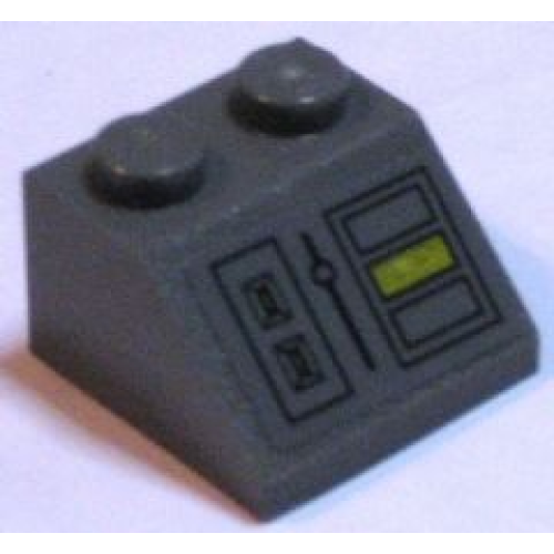 Деталь LEGO 3039pb029 Slope 45 2 x 2 with Control Panel with Yellow Rectangle Pattern (Sticker) - Set 7666