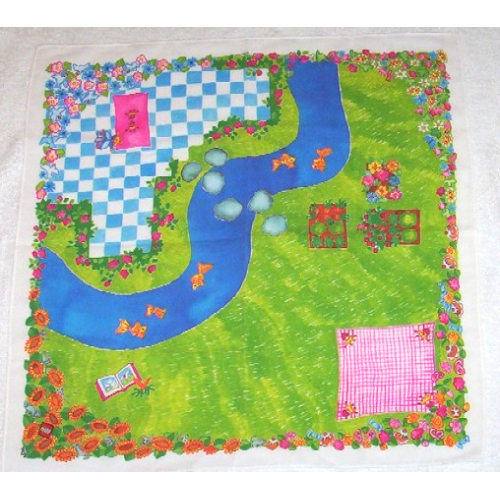 Деталь LEGO 23267 Belville Cloth Playmat 49cm x 49cm with Flowers, Grass, Stream, Tile Patio, Picnic Blanket, and Book Pattern