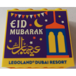 Brick 2 x 4 x 3 with LEGOLAND Dubai Resort Eid Mubarak Pattern