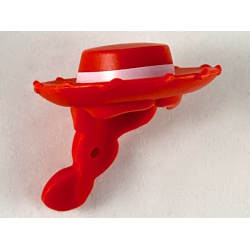 Minifigure, Hair Combo, Hair with Hat, Long Braid with Hole for Pin on Back, Wide Cowboy Hat with White Ribbon Pattern Minifigure, Hair Combo, Hair with Hat, Long Braid with Hole for Pin on Back, Wide Cowboy Hat with White Ribbon Pattern