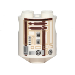 Brick, Round 2 x 2 x 2 Robot Body with Dark Brown and Dark Orange Lines Pattern (R3-M2) Brick, Round 2 x 2 x 2 Robot Body with Dark Brown and Dark Orange Lines Pattern (R3-M2)