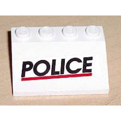Vehicle, Mudguard 3 x 4 Slope with 'POLICE' Red Line Pattern (Sticker) - Set 6398/6625