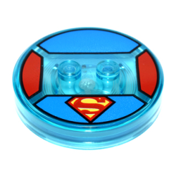 Dimensions Toy Tag 4 x 4 x 2/3 with 2 Studs and Trans-Light Blue Bottom with Superman 'S' Logo on Blue Background and Red Sides Pattern (Superman) Dimensions Toy Tag 4 x 4 x 2/3 with 2 Studs and Trans-Light Blue Bottom with Superman 'S' Logo on Blue Background and Red Sides Pattern (Superman)