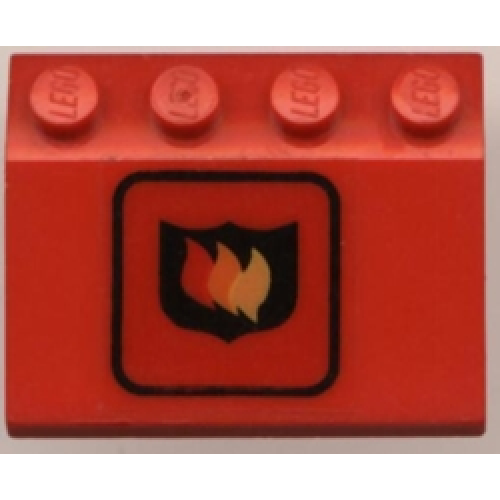Деталь LEGO 2513pb06 Vehicle, Mudguard 3 x 4 Slope with Fire Logo Badge Large Pattern (Sticker) - Set 6571
