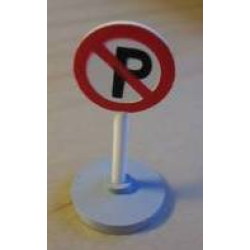 Road Sign with Post, Round with No Parking Pattern, Type 2 Base Road Sign with Post, Round with No Parking Pattern, Type 2 Base