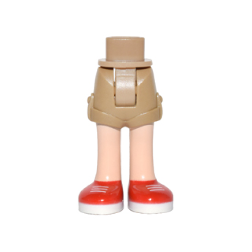 Деталь LEGO 11202c00pb08 Mini Doll Hips and Shorts Folded Hem with Light Nougat Legs and Red Shoes with White Soles and Laces Pattern - Thick Hinge