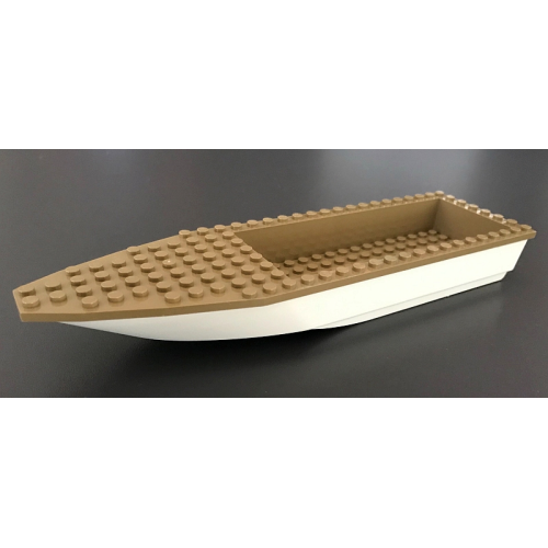 Деталь LEGO 92710c05 Boat, Hull Unitary 28 x 8 with Dark Tan Top (92710 / 92711)