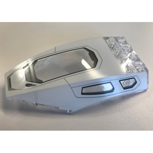 Деталь LEGO 45705pb029 Windscreen 10 x 6 x 2 Curved with Stark Jet Cockpit Pattern