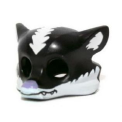 Minifigure, Headgear Mask Skunk with White Fur and Medium Lavender Nose Pattern Minifigure, Headgear Mask Skunk with White Fur and Medium Lavender Nose Pattern