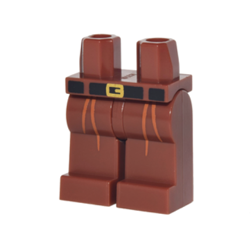 Деталь LEGO 970c00pb0703 Hips and Legs with Orange Pleats, Black Belt with Gold Buckle Pattern