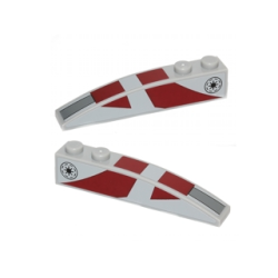 Slope, Curved 6 x 1 with 2 Studs with Dark Red Stripes and SW Republic Pattern on Both Sides (Stickers) - Set 75012 Slope, Curved 6 x 1 with 2 Studs with Dark Red Stripes and SW Republic Pattern on Both Sides (Stickers) - Set 75012