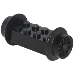 Brick, Modified 2 x 4 with Black Wheels, Train Spoked Small (23mm D.) and Black Pins (4180 / wheel3 / 2344) Brick, Modified 2 x 4 with Black Wheels, Train Spoked Small (23mm D.) and Black Pins (4180 / wheel3 / 2344)