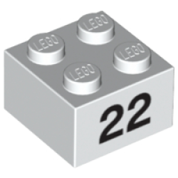 Brick 2 x 2 with Black Number 22 Pattern Brick 2 x 2 with Black Number 22 Pattern