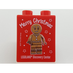 Duplo, Brick 1 x 2 x 2 with Merry Christmas LEGOLAND Discovery Center Gingerbread Man Pattern Duplo, Brick 1 x 2 x 2 with Merry Christmas LEGOLAND Discovery Center Gingerbread Man Pattern