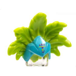 Minifigure, Headgear Hat, Showgirl with Feathers with Medium Azure Front, Dark Purple and Yellow Symbol Pattern