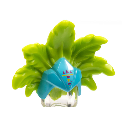 Деталь LEGO 69951pb02 Minifigure, Headgear Hat, Showgirl with Feathers with Medium Azure Front, Dark Purple and Yellow Symbol Pattern