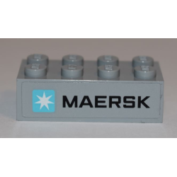 Brick 2 x 4 with Maersk Logo on Light Bluish Gray Background Pattern (Sticker) - Set 10241