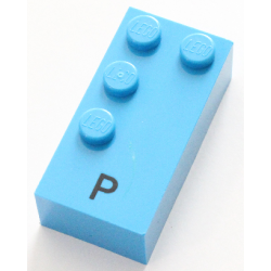 Brick, Braille 2 x 4 with 4 Studs with Black Capital Letter P Pattern (dots-1234 ⠏)