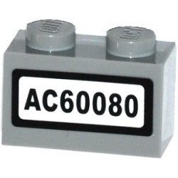 Brick 1 x 2 with 'AC60080' Pattern (Sticker) - Set 60080