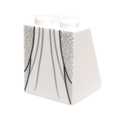 Slope 65 2 x 2 x 2 with Bottom Tube with Minifigure Dress / Skirt / Robe, Layered with Metallic Silver Lines Pattern