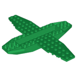 Aircraft Fuselage 4 x 16 x 1 with 2 x 10 Recessed Center and 8 x 4 Wings with Cutaways, 9 Holes - Green