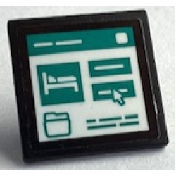 Road Sign 2 x 2 Square with Open O Clip with Dark Turquoise Folder, Bed and Mouse Cursor on White Computer Screen Pattern (Sticker) - Set 60380