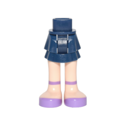 Mini Doll Hips and Skirt Layered, Light Nougat Legs and Medium Lavender Shoes with Ankle Straps Pattern - Thick Hinge