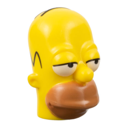 Minifigure, Head, Modified Simpsons Homer Simpson with Medium Nougat Mouth and Eyes Partially Open Pattern