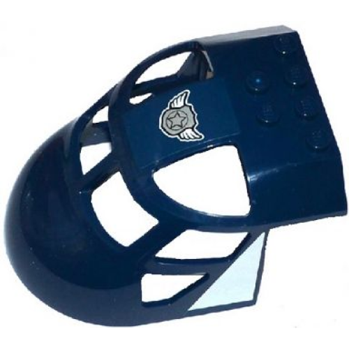 Деталь LEGO 11293pb004 Aircraft Fuselage Forward Top Curved 6 x 8 x 4 with Silver Police Badge on Wings and White Triangles Pattern on Both Sides (Stickers) - Set 60067