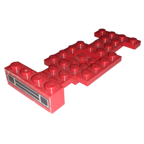 Деталь LEGO BA139pb01 Stickered Assembly 10 x 4 x 1 1/3 with Car Grille Black on Red Background Pattern (Sticker) - Set 623 - 1 Vehicle, Base 4 x 10 x 2/3 with 2 x 2 Recessed Center with Center Hole (First Version), 2 Plate 1 x 4
