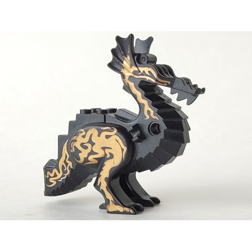 Деталь LEGO 6129c01pb01 Dragon Classic Body with Gold Oriental Flames Pattern on Both Sides