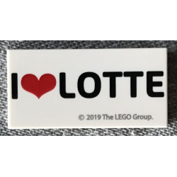 Tile 2 x 4 with 'I Heart LOTTE' Pattern