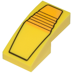 Slope, Curved 2 x 1 x 2/3 with Black Outline and Ridges, Bright Light Orange Panel Pattern (Transformers Bumblebee Head Center) Slope, Curved 2 x 1 x 2/3 with Black Outline and Ridges, Bright Light Orange Panel Pattern (Transformers Bumblebee Head Center)