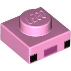 Plate 1 x 1 with 2 Black Squares and Magenta Rectangle Pattern (Minecraft Axolotl Face) Plate 1 x 1 with 2 Black Squares and Magenta Rectangle Pattern (Minecraft Axolotl Face)