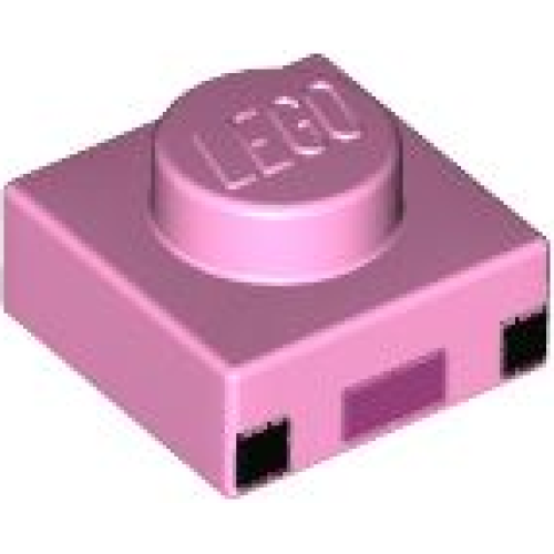 Деталь LEGO 3024pb018 Plate 1 x 1 with 2 Black Squares and Magenta Rectangle Pattern (Minecraft Axolotl Face)