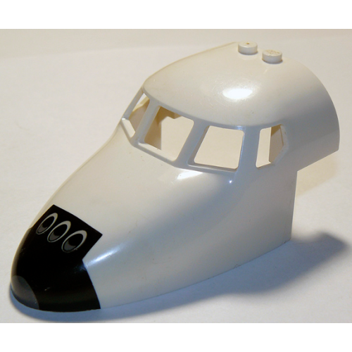 Деталь LEGO 18907pb01 Aircraft Fuselage Forward Top Curved 6 x 10 x 4 with 5 Window Panes with Shuttle Nose Pattern