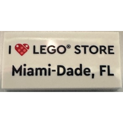 Tile 2 x 4 with 'I Heart LEGO STORE Miami-Dade, FL' Pattern Tile 2 x 4 with 'I Heart LEGO STORE Miami-Dade, FL' Pattern